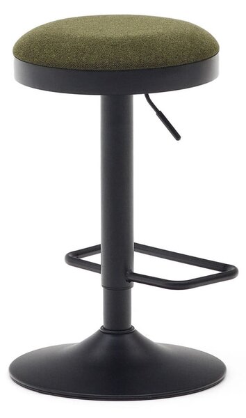 Sötétzöld kárpitozott állítható magasságú bárszék szett 2 db-os (ülésmagasság 53,5 cm) Zaib – Kave Home