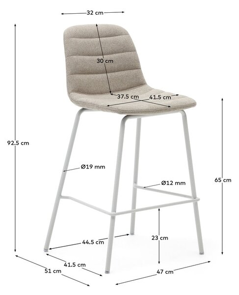 Bézs bárszék szett 2 db-os 92,5 cm Zunilda – Kave Home