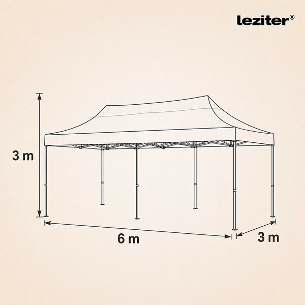 Összecsukható kerti pavilon 3x6 m