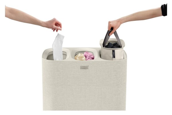 Bézs textil szennyeskosár 90 l Tota Trio – Joseph Joseph