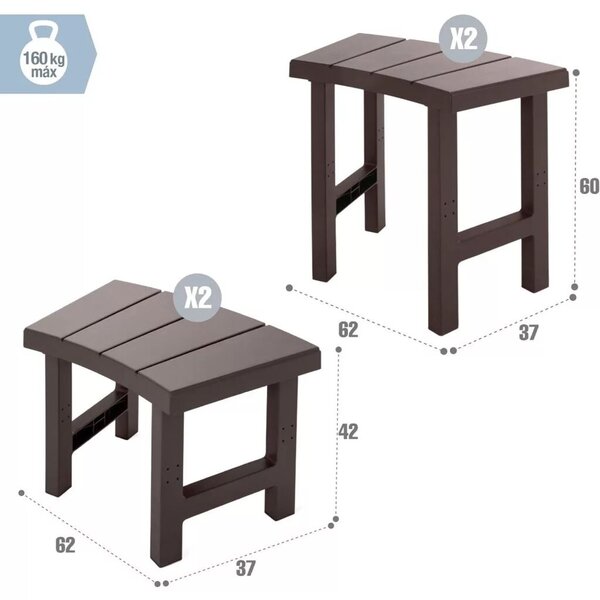 Pad szett, Intex PureSpa, 221 × 76 × 60 cm, barna, 2 közepes és 2 magas pad, összekapcsolható, 160 kg teherbírás, 4 személyes kerek jakuzzihoz (28515)