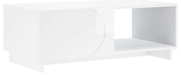 VidaXL Dohányzóasztal Magasfényű Fehér 95 x 50,5 x 35 cm Szerelt Fa