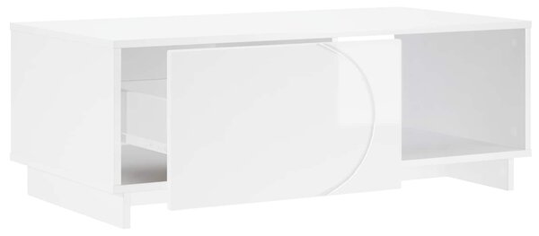 VidaXL Dohányzóasztal Magasfényű Fehér 95 x 50,5 x 35 cm Szerelt Fa