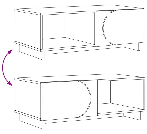 VidaXL Dohányzóasztal Magasfényű Fehér 95 x 50,5 x 35 cm Szerelt Fa
