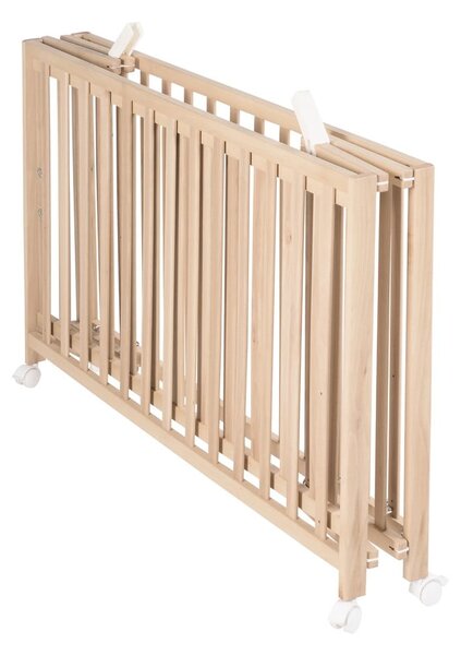 Natúr színű összecsukható gurulós babaágy 60x120 cm Fold up – Roba