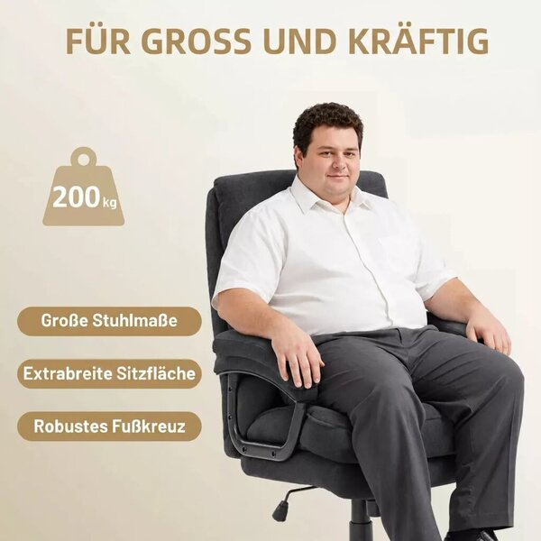 Vezetői szék, ergonomikus irodai szék 200 kg-ig, bársonyhatású, magas háttámla, fekete