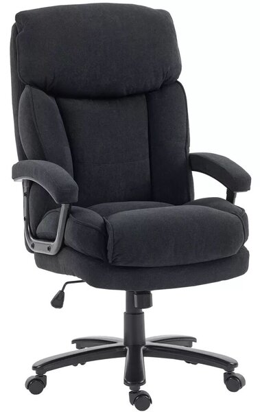 Vezetői szék, ergonomikus irodai szék 200 kg-ig, bársonyhatású, magas háttámla, fekete
