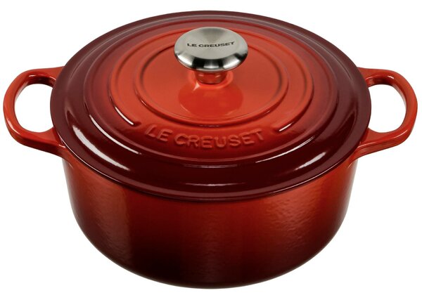 Le Creuset Signature kerek öntöttvas sütő-főzőedény, 24cm, 4,2 l, cseresznyepiros