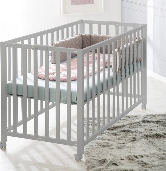 Szürke összecsukható gurulós babaágy 60x120 cm Fold up – Roba