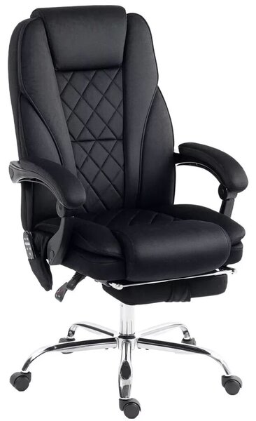Ergonomikus irodai szék masszázsfunkcióval, lábtartóval, forgóval, görgőkkel, fekete