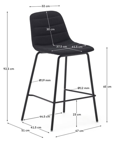 Fekete bárszék szett 2 db-os 92,5 cm Zunilda – Kave Home