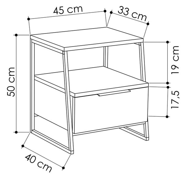 Natúr színű éjjeliszekrény polcokkal Pal – Kalune Design
