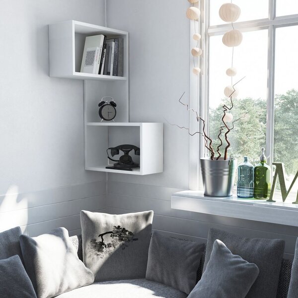 Sarok fali polc, fehér - ZEDE