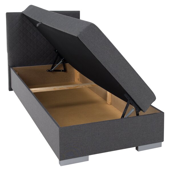 KONDELA Boxspring ágy, egyszemélyes, szürke, 90x200, univerzális, ADARA