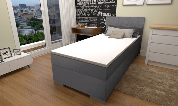 KONDELA Boxspring ágy, egyszemélyes, szürke, 90x200, univerzális, ADARA