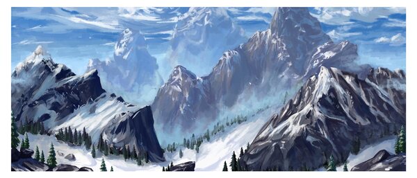 Kép - Festett hegyek (120x50 cm)