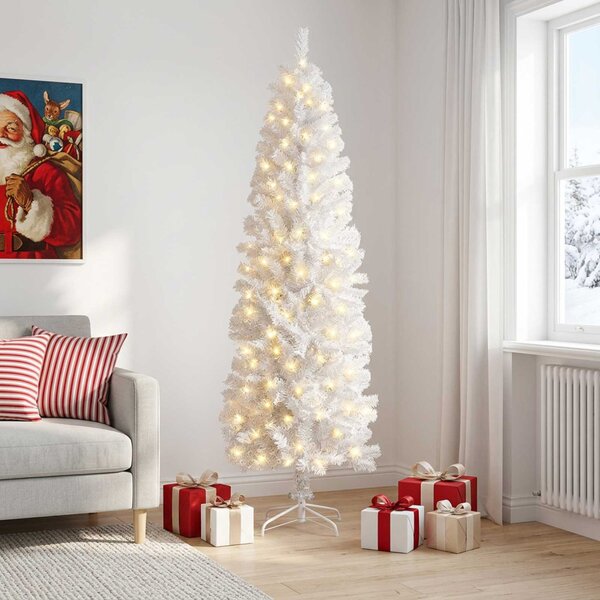 Mű Karcsú Karácsonyi Fa 180 cm 300 LED Meleg fehér PVC és fém