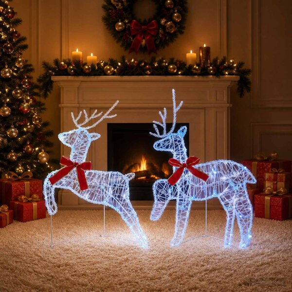 Karácsonyi rénszarvas 2 db 40 LED Kék 43 x 19 x 65 cm