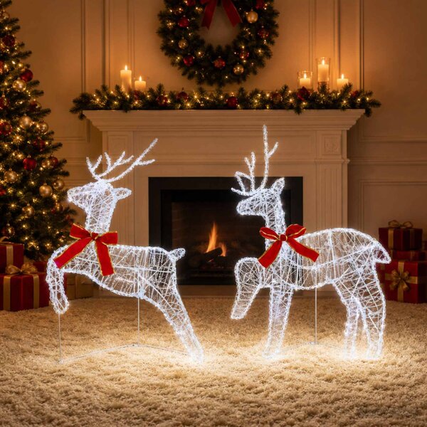 Karácsonyi rénszarvas 2 db 40 LED Hideg fehér 43 x 19 x 65 cm