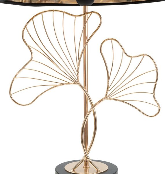 Asztali lámpa 60 cm, ginko biloba levél mintás, fekete, arany - GALIA