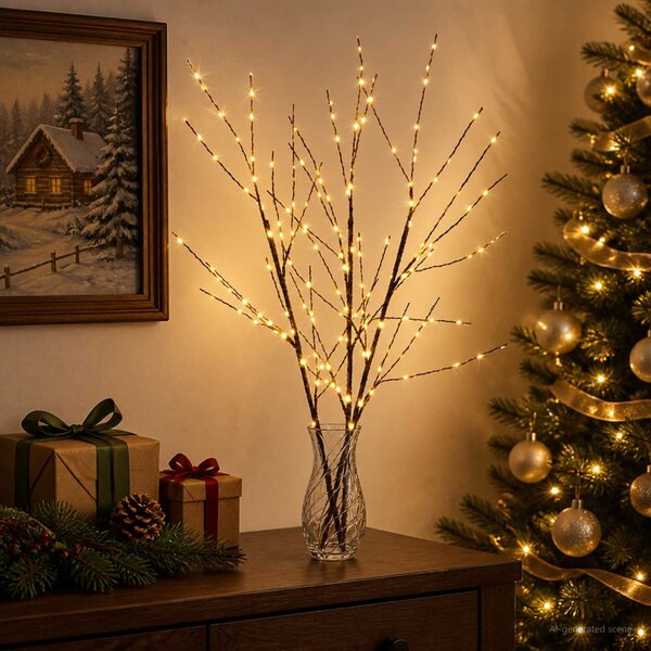 LED-es rézág karácsonyi dekoráció 3 db Barna 62 cm Acél 165 LED