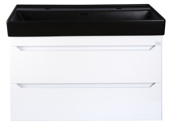 TMP SHARP 100D fali fürdőszobabútor - CeraStyle SHARP FEKETE DUPLA csaplyukas mosdóval - 100 x 48 cm