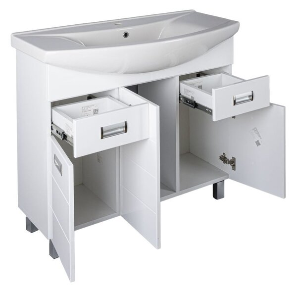 Viva SZQUARE 85 lábon álló fürdőszobabútor Sanovit ZENON 6085 porcelán mosdóval 86 x 50 cm
