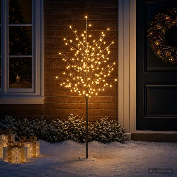LED-es gömb karácsonyfa Fekete 18 x 18 x 150 cm Acél 185 LED