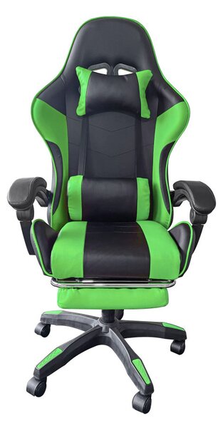 Racing Pro X V2 Gamer szék lábtartóval, zöld-fekete