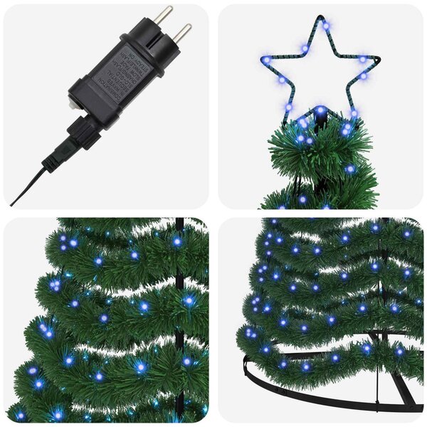 LED-es csillámos műfenyő talppal EKENAS 250 cm 370 LED Kék