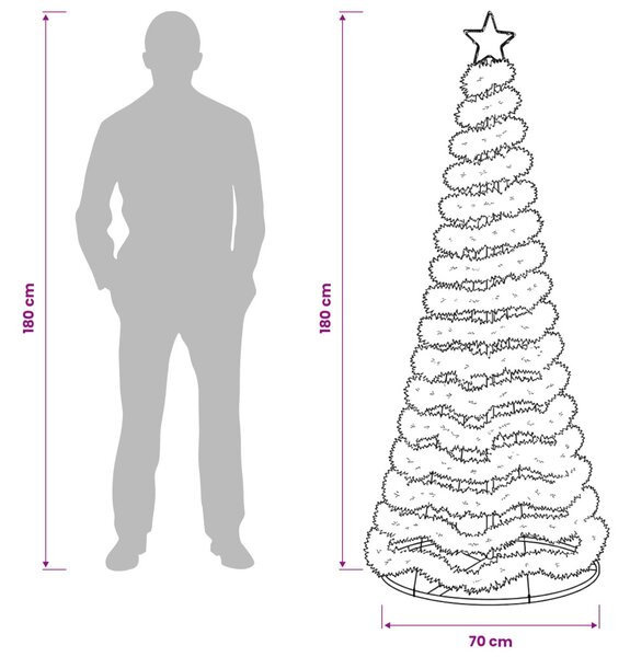 LED-es csillámos műfenyő talppal EKENAS 180 cm 220 LED