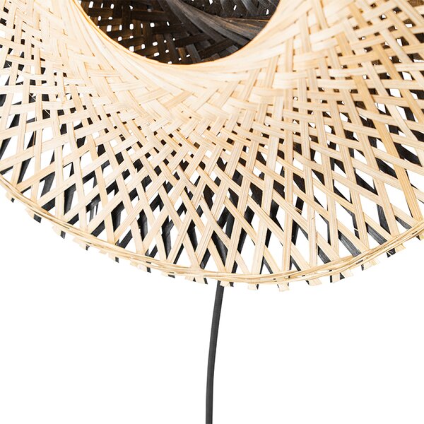 Keleti fali lámpa bambusz 35 cm dugóval - Rina