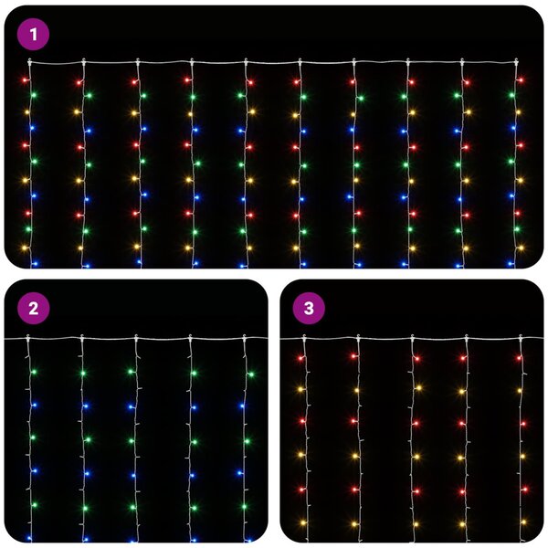 Fényfüggöny 300 LED Többszínű 300 x 300 cm