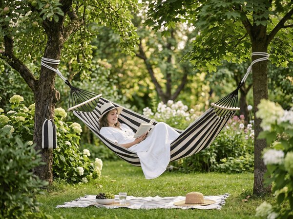 Függőágy ZENVIO COMFORT 200x80 cm, szürke-fehér + ingyenes táska