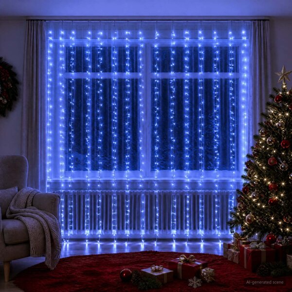 Fényfüggöny 600 LED Kék 600 x 300 cm