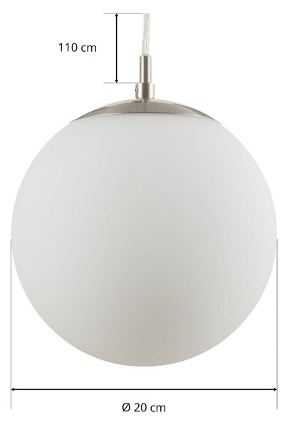 EGLO Rondo függő lámpa, 20 cm, dimmelhető, Fehér / opál, Nappali / Étkező, Üveg, Modern