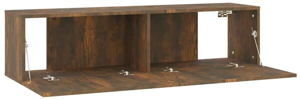 Füstös tölgy színű szerelt fa fali TV-szekrény 120 x 30 x 30 cm