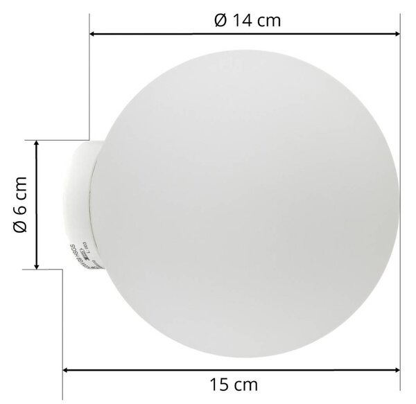 Fabbian Lumi Sfera üveg fali lámpa, Ø14 cm, dimmelhető, Fehér / opál, Nappali / Étkező, Üveg, Dizájn