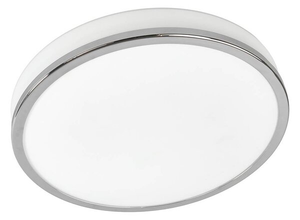 Lindby LED mennyezeti világítás Lyss, Ø 28 cm, króm színű, IP44, Fehér / opál, Fürdőszoba, Üveg, Modern