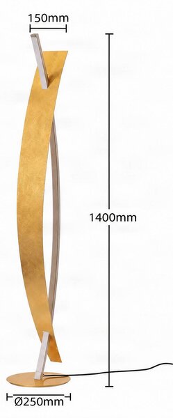 Lucande Marija LED álló világítás, arany színű, dimmelhető, 140 cm, dimmelhető, Sárgaréz / arany, Nappali / Étkező, fém, Modern
