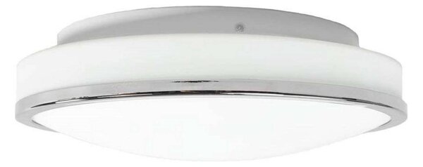 Lindby LED mennyezeti világítás Lyss, Ø 28 cm, króm színű, IP44, Fehér / opál, Fürdőszoba, Üveg, Modern