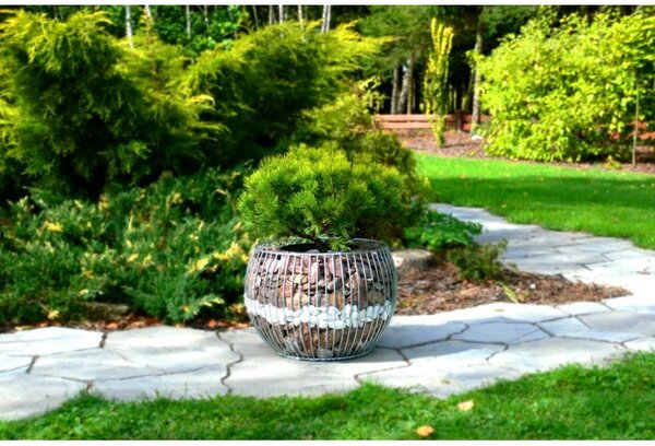 Kerek gabion virágtartó, M (53x33 cm)