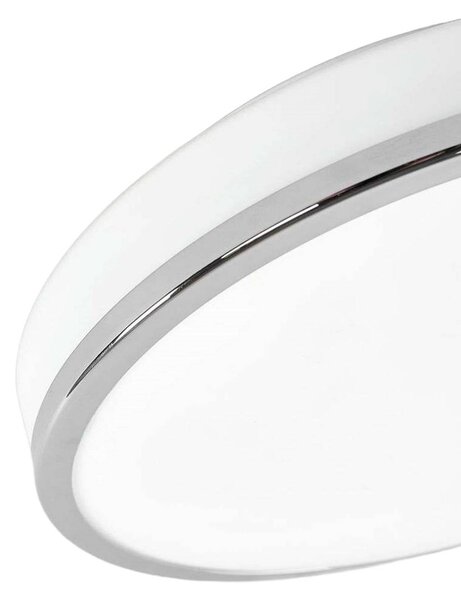 Lindby LED mennyezeti világítás Lyss, Ø 28 cm, króm színű, IP44, Fehér / opál, Fürdőszoba, Üveg, Modern