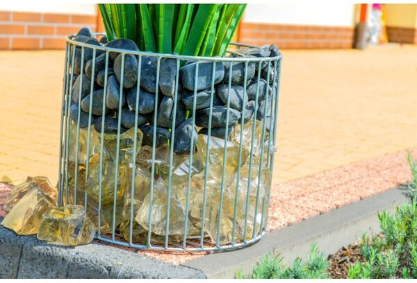 Gabion virágtartó, henger alakú, L (48x39 cm)