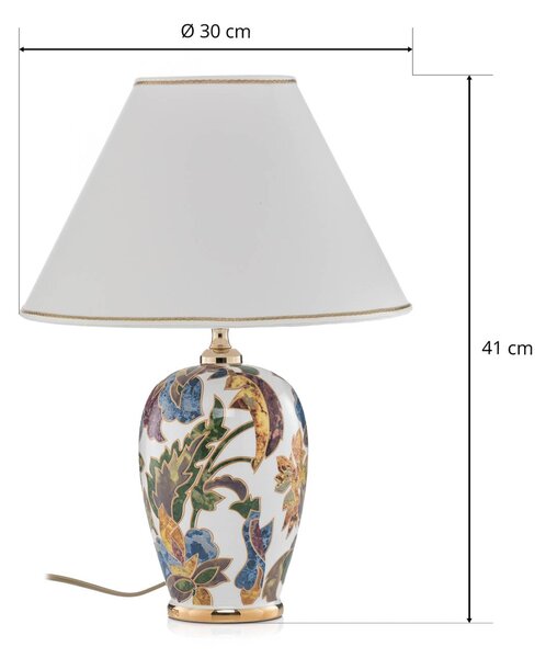 Austrolux Damasco asztali lámpa 24 karátos arannyal, Ø 30 cm, Többszínű, Nappali / Étkező, Kerámia