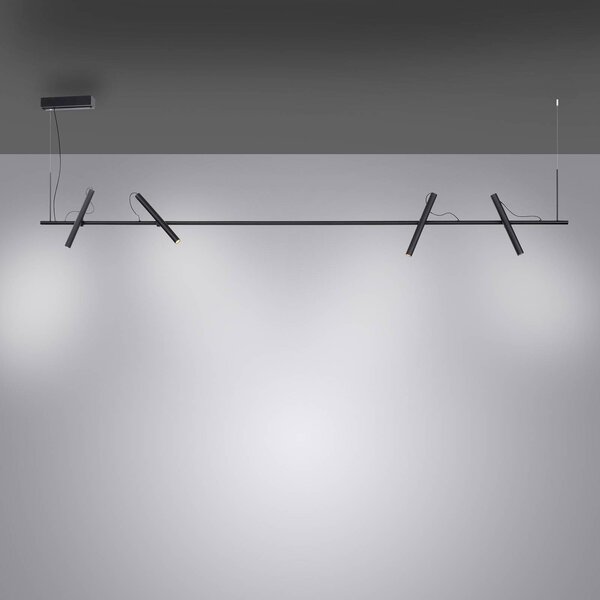 PURE Tutua LED függő lámpa, 4-izzós, fekete, dimmelhető, Fekete, Nappali / Étkező, fém, Modern