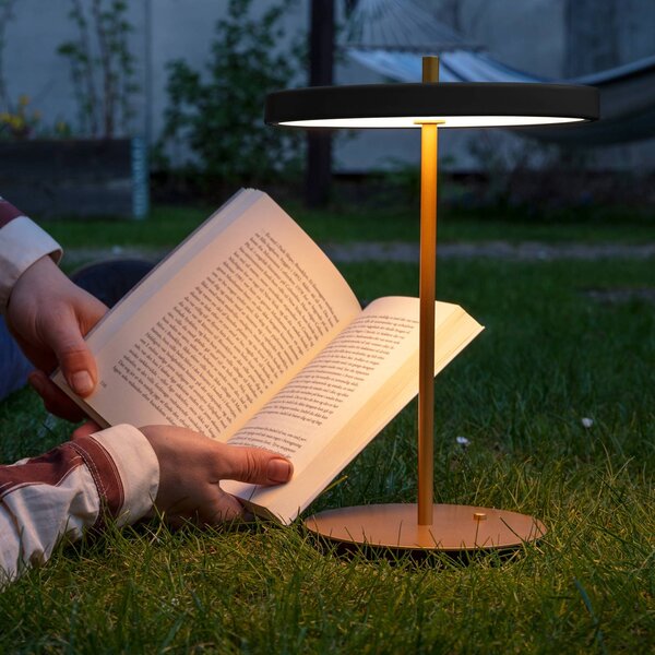 UMAGE LED-es újratölthető asztali lámpa Asteria Move fekete/réz 31 cm, dimmelhető, Sárgaréz / arany, Nappali / Étkező, fém, Dizájn
