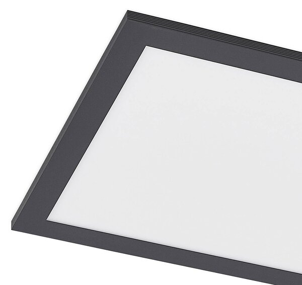 Lindby LED panel Nelios, 80 x 30 cm, 4,000K, fekete, fém, Fekete, Konyha, Alumínium, Modern