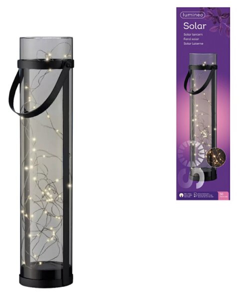 Napelemes lámpa LANTERN GREY 46 cm szürke