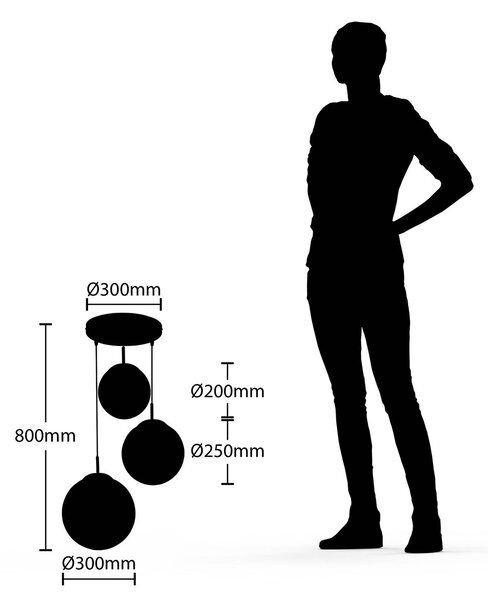 Lindby függőlámpa Heleska, fehér, üveg, 3-as lámpa, Ø 47cm, dimmelhető, Fehér / opál, Nappali / Étkező, fém, Modern